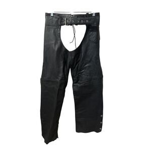 ⭐️ Unisex Unik Black Leather Chaps Size Small Moto Biker